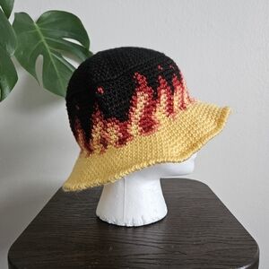 Handmade Crochet Flame Bucket Hat